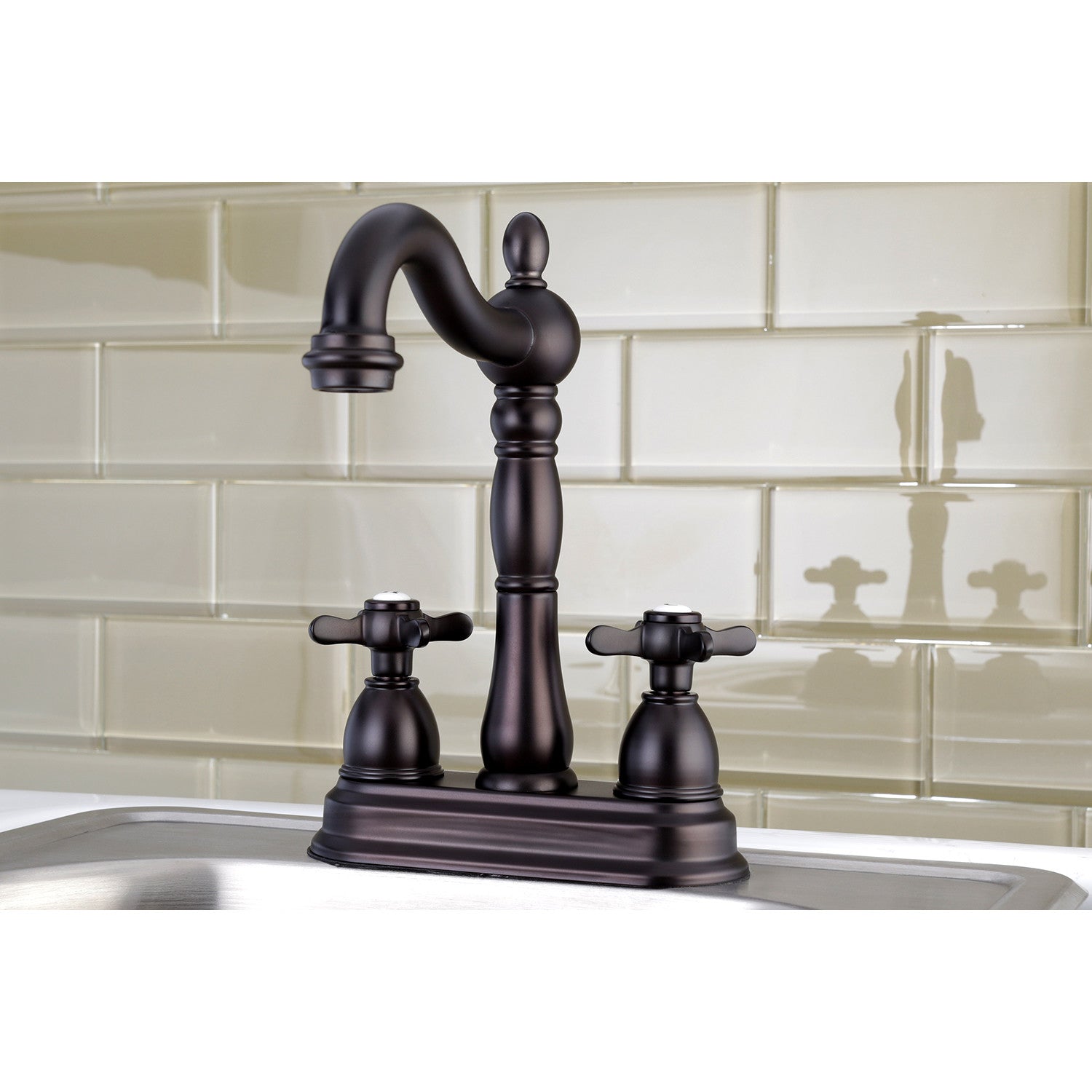 Kingston Heirloom KB1495BEX - Essex Two-Handle 2-Hole Deck Mount Bar Faucet, Oil Rubbed Bronze — thumbnail 3